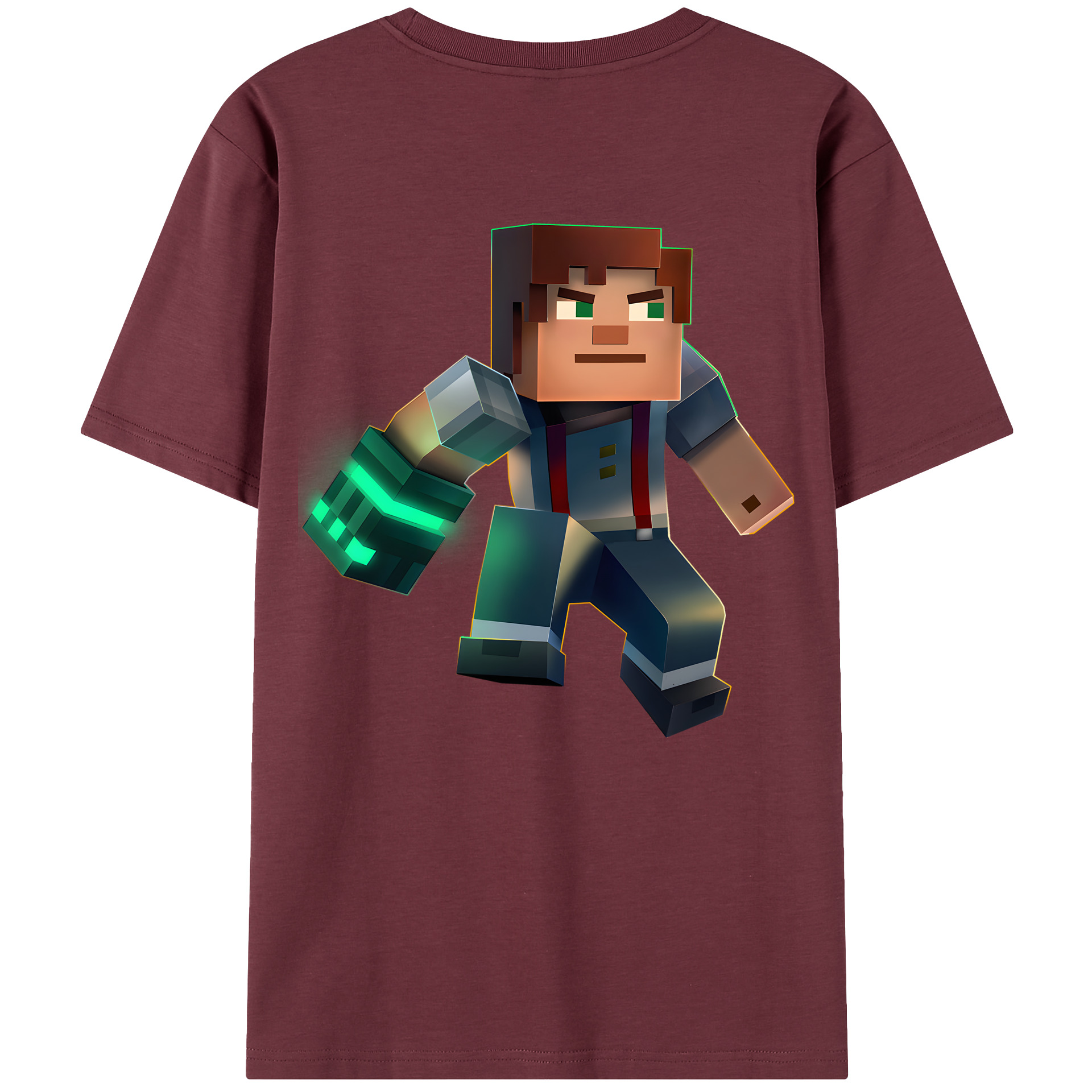 （画像用） マインクラフト ブロックの世界 Minecraft MC Block world 綿100％半袖Tシャツ（背面プリント）